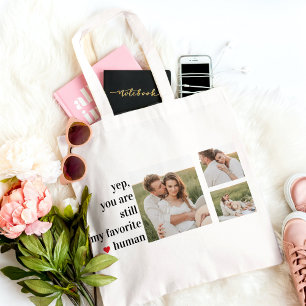 Modern Collage Couple Photo Romantic Quote Tote Bag