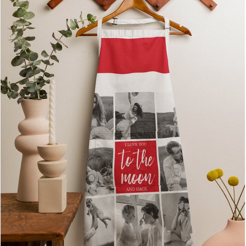 Modern Collage Couple Photo  To The Moon Quote Apron