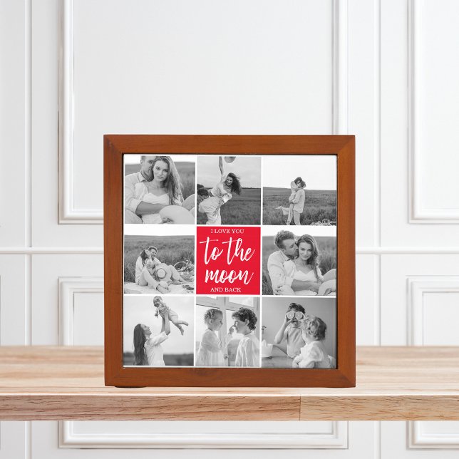 Modern Collage Couple Photo & To The Moon Quote Desk Organizer (Creator Uploaded)