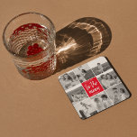 Modern Collage Couple Photo & To The Moon Quote Glass Coaster<br><div class="desc">Modern Collage Couple Photo & To The Moon Quote</div>
