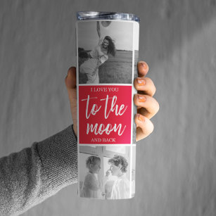 Modern Collage Couple Photo & To The Moon Quote Thermal Tumbler