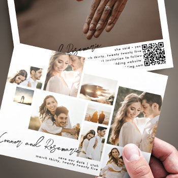Modern Collage Customizable Qr Code Multi Photo Save The Date by PhrosneRasDesign at Zazzle