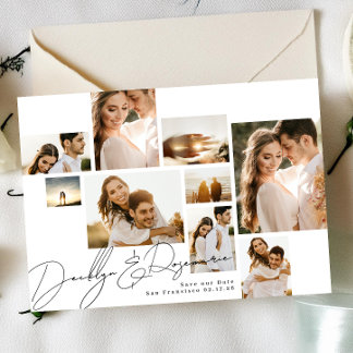 Modern Collage Customizable Qr Code Multi Photo Save The Date