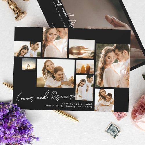Modern Collage Customizable Qr Code Multi Photo Save The Date