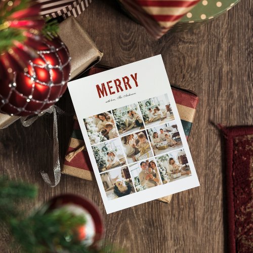 Modern Collage Family Photo  Happy Holiday MEERY