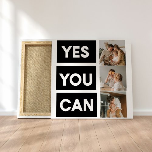 Modern Collage Family Photo  Motivation Quote Canvas Print