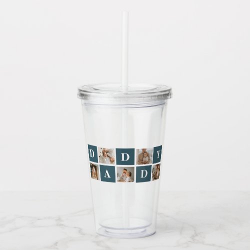 Modern Collage Fathers Photo  Green Daddy Gifts Acrylic Tumbler