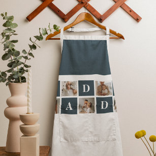 Modern Collage Fathers Photo & Green Daddy Gifts Apron