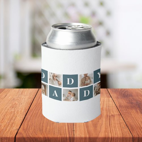 Modern Collage Fathers Photo  Green Daddy Gifts Can Cooler