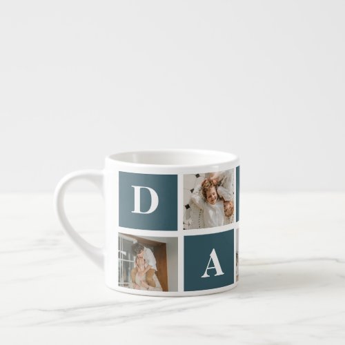 Modern Collage Fathers Photo  Green Daddy Gifts Espresso Cup