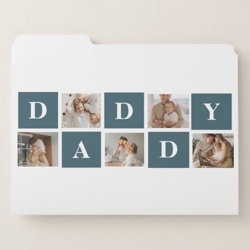 Modern Collage Fathers Photo  Green Daddy Gifts File Folder