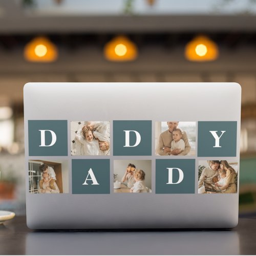 Modern Collage Fathers Photo  Green Daddy Gifts HP Laptop Skin