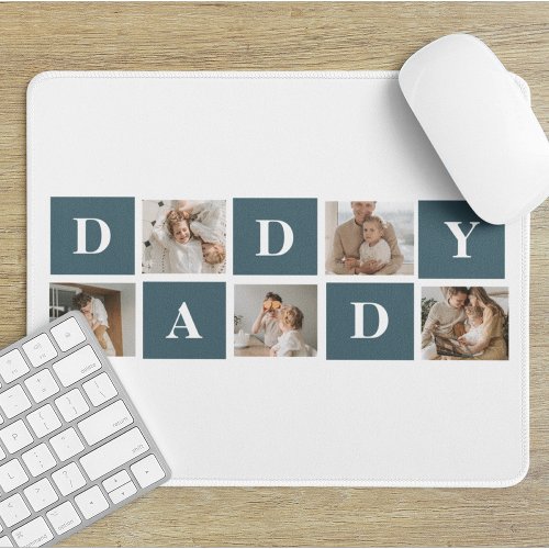 Modern Collage Fathers Photo  Green Daddy Gifts Mouse Pad