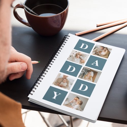 Modern Collage Fathers Photo  Green Daddy Gifts Notebook