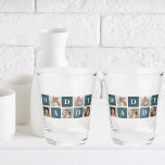 Modern Collage Fathers Photo & Green Daddy Gifts Shot Glass<br><div class="desc">A modern collage fathers photo is a personalized gift that combines multiple photos of a father or father figure in a creative and stylish manner. It involves selecting several meaningful pictures and arranging them in a collage format, often with overlapping or grid-like designs. The photos can feature different moments or...</div>