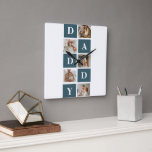 Modern Collage Fathers Photo & Green Daddy Gifts Square Wall Clock<br><div class="desc">A modern collage fathers photo is a personalized gift that combines multiple photos of a father or father figure in a creative and stylish manner. It involves selecting several meaningful pictures and arranging them in a collage format, often with overlapping or grid-like designs. The photos can feature different moments or...</div>