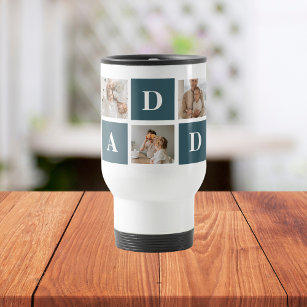 Modern Collage Fathers Photo & Green Daddy Gifts Travel Mug