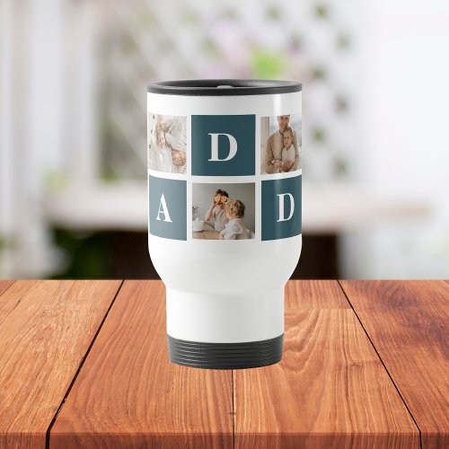 Modern Collage Fathers Photo  Green Daddy Gifts Travel Mug