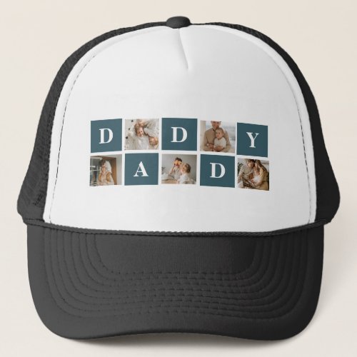 Modern Collage Fathers Photo  Green Daddy Gifts Trucker Hat