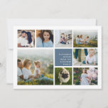 Modern Collage | Hanukkah Photo Card<br><div class="desc">Modern Hanukkah photo collage card features eight photos arranged in a grid layout,  with your personal holiday message and names in white on slate blue. A simple and minimal design that shows off your favorite photos.</div>