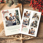 Modern Collage Merry Christmas Family Photo  Holiday Card<br><div class="desc">This Modern Collage Merry Christmas Family Photo Holiday Card is the perfect way to showcase your holiday memories in style. With a clean collage layout, elegant watercolor bows, and a touch of festive charm, it beautifully combines modern design with classic holiday warmth. Easily customizable — add your family name, year,...</div>