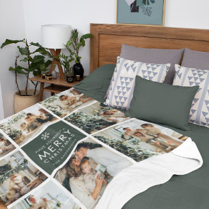 Modern Collage “Merry Christmas” Multi Photo  Sherpa Blanket