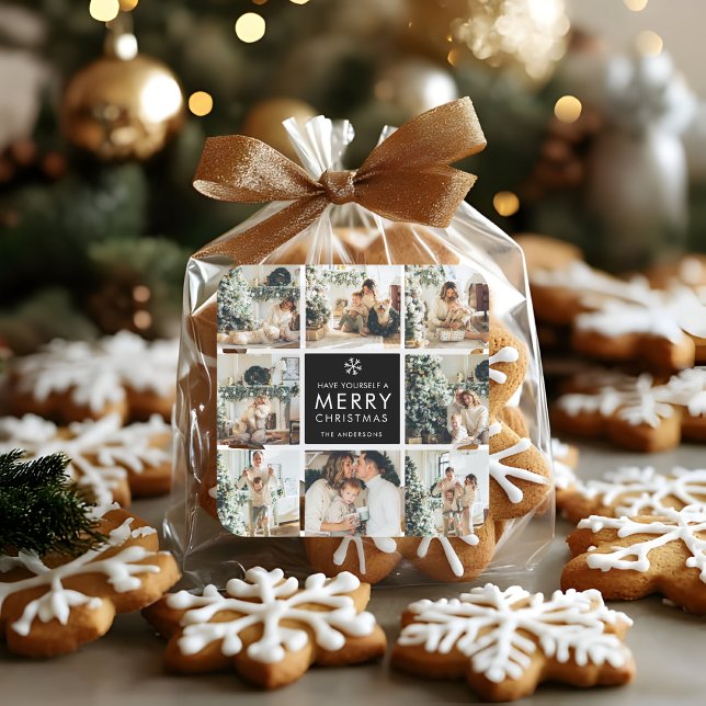 Modern Collage “Merry Christmas” Multi Photo Square Sticker (Creator Uploaded)