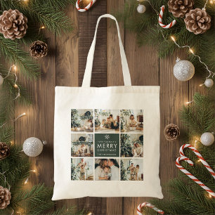 Modern Collage “Merry Christmas” Multi Photo Tote Bag
