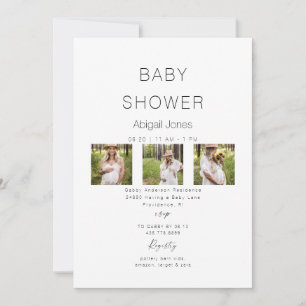 Modern Collage Mom-to-be 3 Photo Baby Shower  Invitation