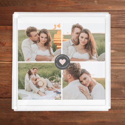 Modern Collage Personalized Family Photo Gift Acrylic Tray