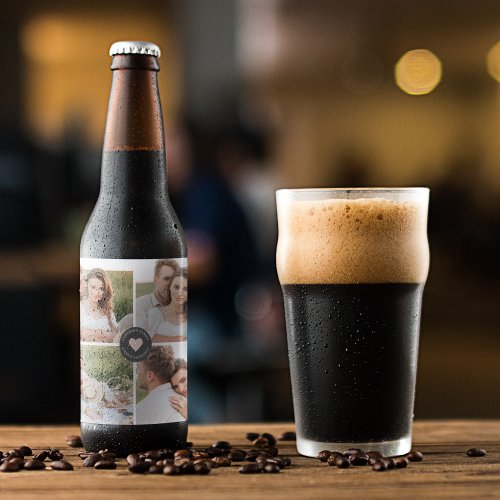 Modern Collage Personalized Family Photo Gift Beer Bottle Label