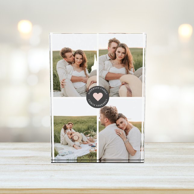 Modern Collage Personalized Family Photo Gift Block (Creator Uploaded)