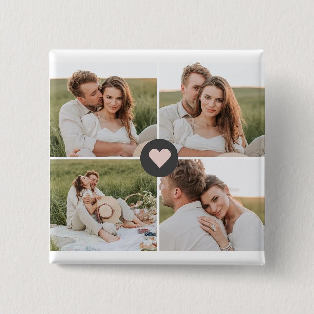 Modern Collage Personalized Family Photo Gift Button (Front)