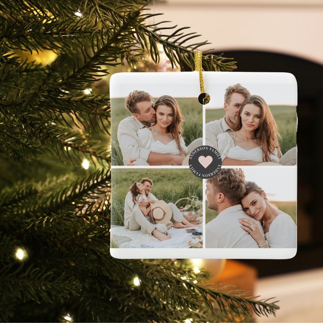 Modern Collage Personalized Family Photo Gift Ceramic Ornament (Creator Uploaded)