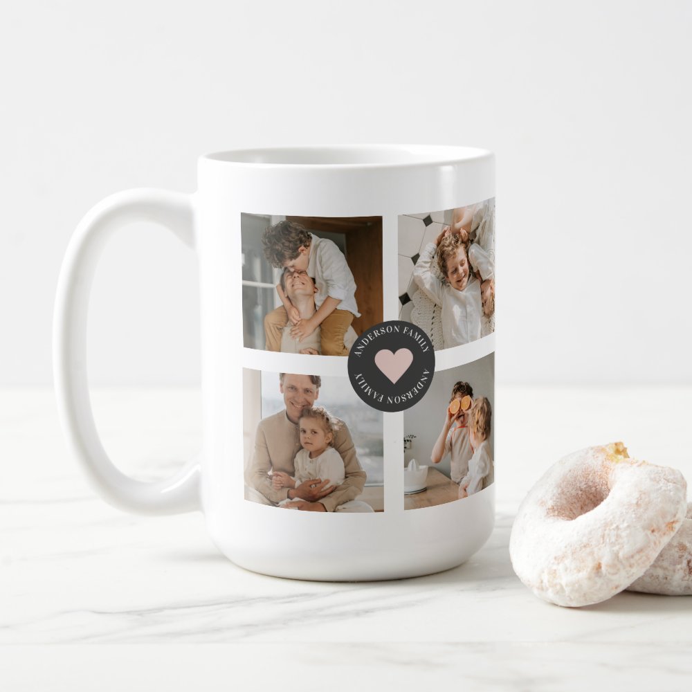 Modern Collage Personalized Family Photo Gift Coffee Mug