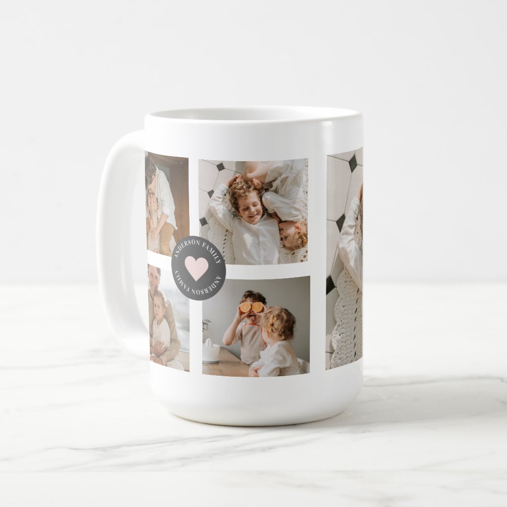 Modern Collage Personalized Family Photo Gift Coffee Mug