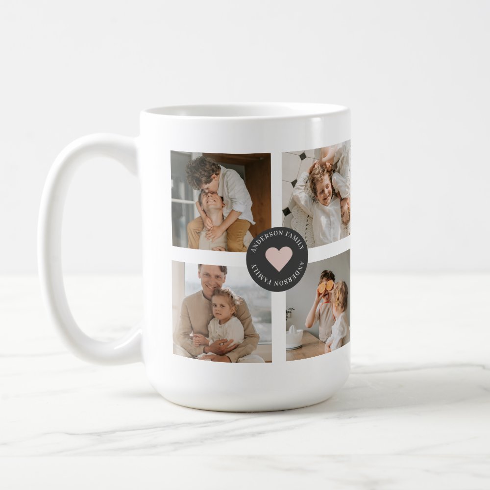 Modern Collage Personalized Family Photo Gift Coffee Mug