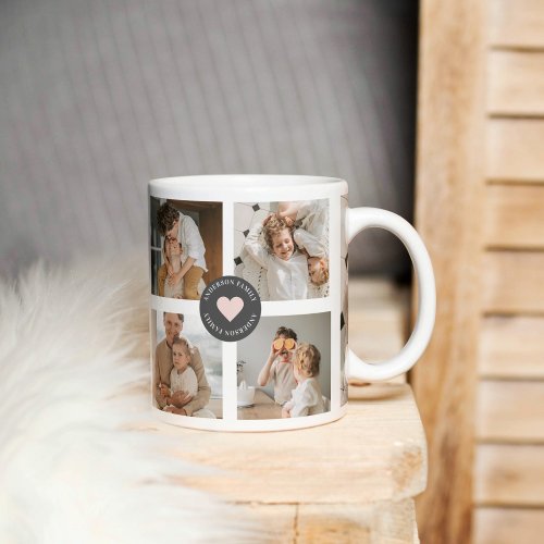 Modern Collage Personalized Family Photo Gift Coffee Mug