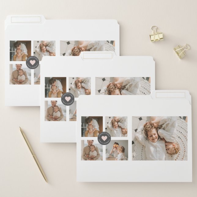 Modern Collage Personalized Family Photo Gift File Folder (Set)