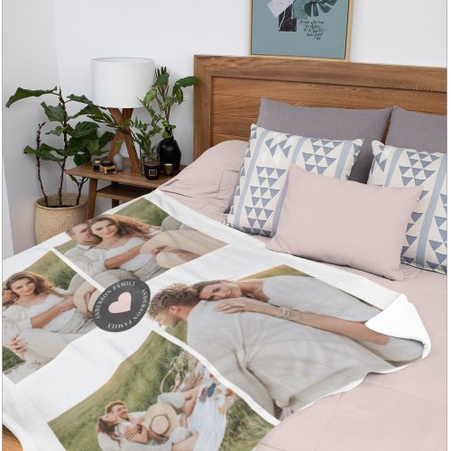 Modern Collage Personalized Family Photo Gift Fleece Blanket
