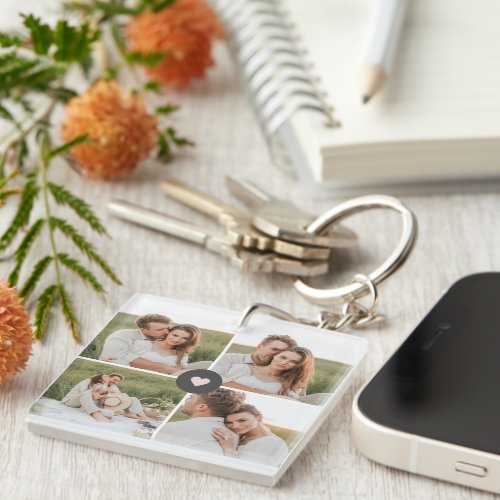 Modern Collage Personalized Family Photo Gift Keychain
