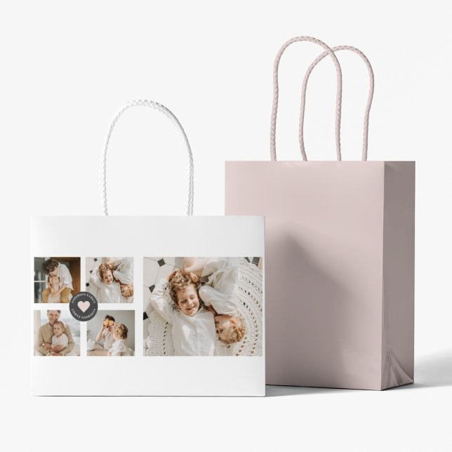 Modern Collage Personalized Family Photo Gift Large Gift Bag (Creator Uploaded)