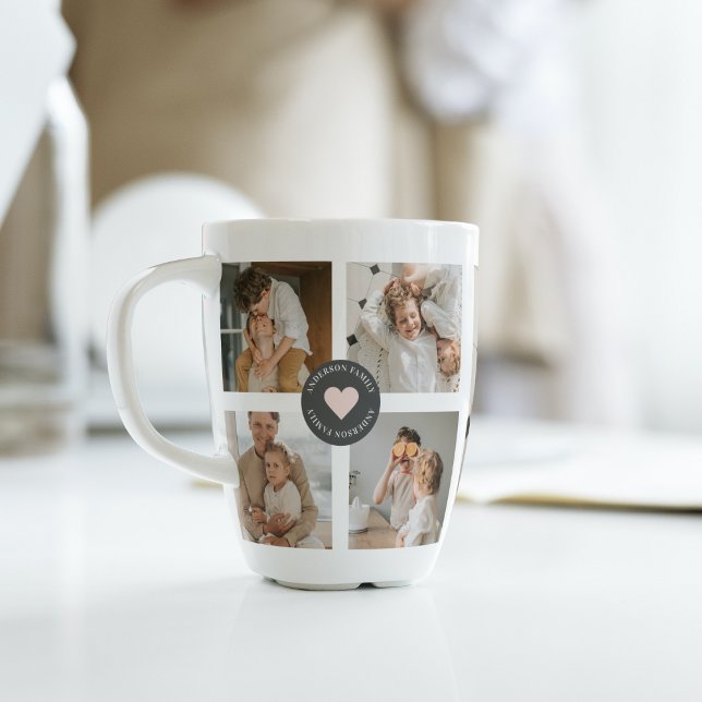 Modern Collage Personalized Family Photo Gift Latte Mug (Creator Uploaded)