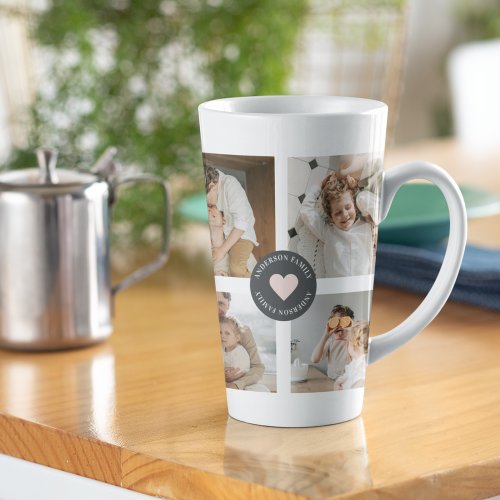 Modern Collage Personalized Family Photo Gift Latte Mug