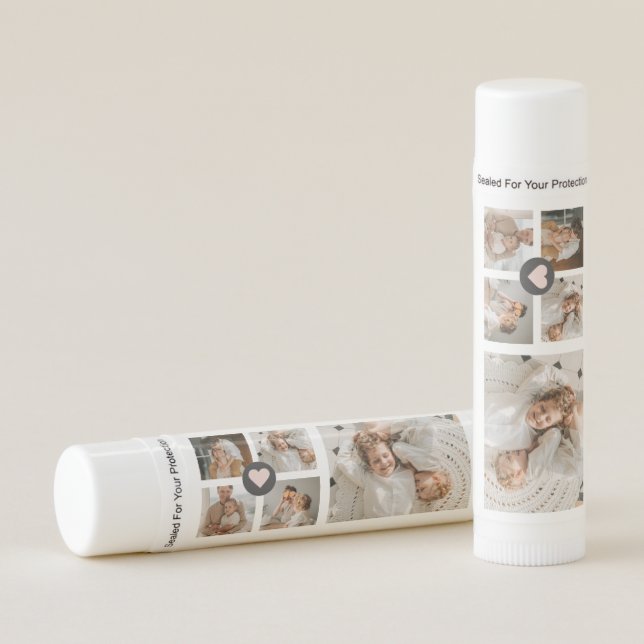 Modern Collage Personalized Family Photo Gift Lip Balm (Front)