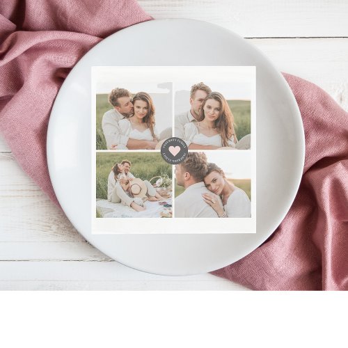 Modern Collage Personalized Family Photo Gift Napkins