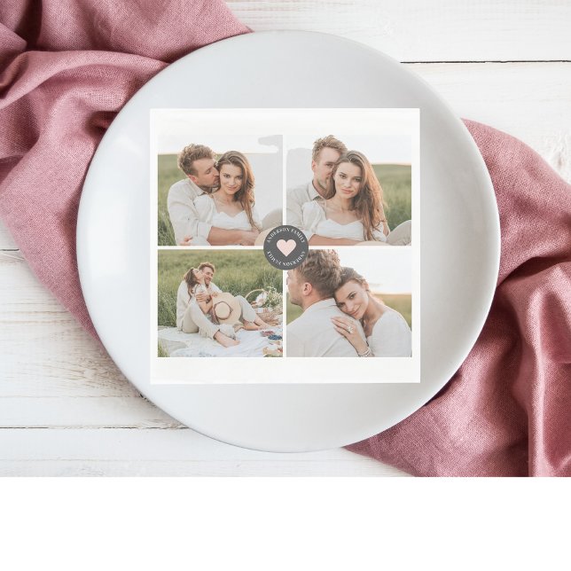 Modern Collage Personalized Family Photo Gift Napkins (Creator Uploaded)
