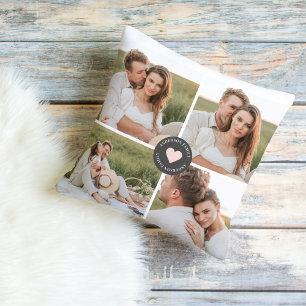 Modern Collage Personalized Family Photo Gift Outdoor Pillow