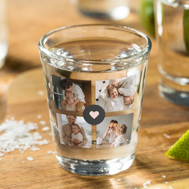 Modern Collage Personalized Family Photo Gift Shot Glass (Creator Uploaded)