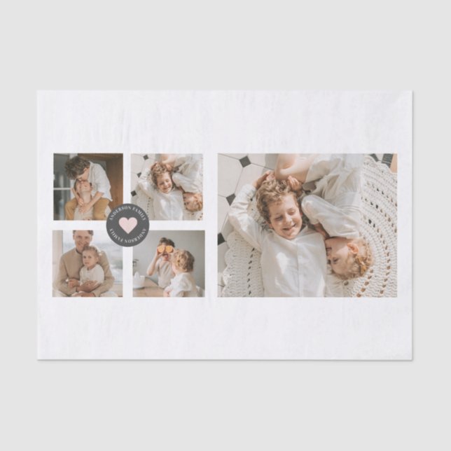 Modern Collage Personalized Family Photo Gift Tissue Paper (Front)